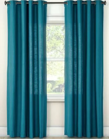 Photo 1 of 1pc 54"x84" Light Filtering Natural Solid Curtain Panel Blue - Threshold™
