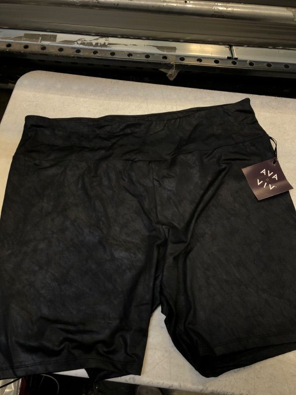 Photo 2 of Ava & Viv Women's Plus Size High-Waisted Liquid Shine Bike Shorts - (Black, 3X)
