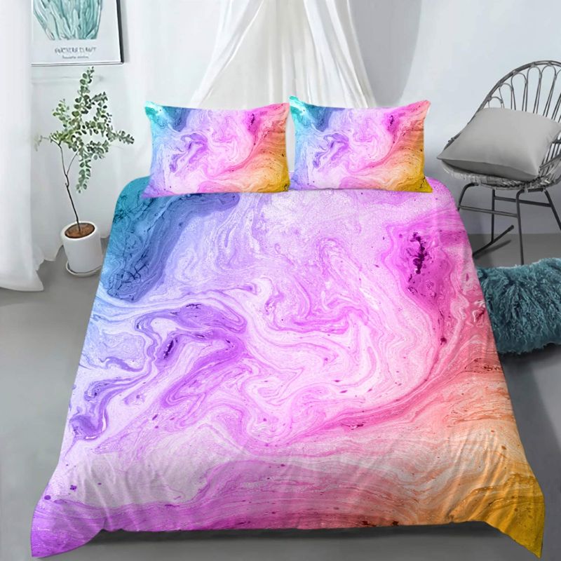 Photo 1 of AILONEN Tie Dye Duvet Cover Set Twin Size for Teenage Girls, Superior Kids Bedding Sets,Marble Art Bed Set,Colorful Comforter Cover,Pink Purple Blue Watercolor,Microfiber Fabric,3 Piece,No Comforter ---- BRAND NEW FACTORY PACKAGED

