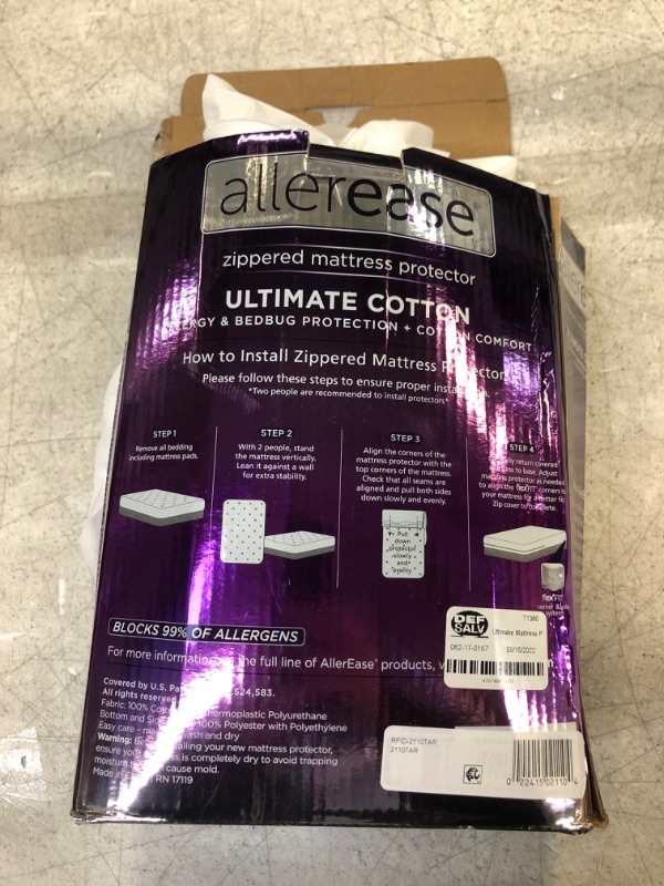 Photo 4 of Allerease Ultimate Cotton Allergy Relief Zippered Mattress Protector Twin
