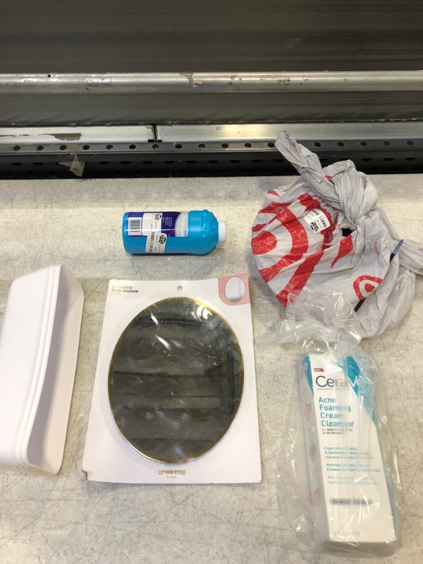 Photo 1 of 5 PC LOT, MISC ITEMS, SOLD AS IS (MIRROR, ACNE CLEANSER, BATHROOM TRAYS, AND ETC)