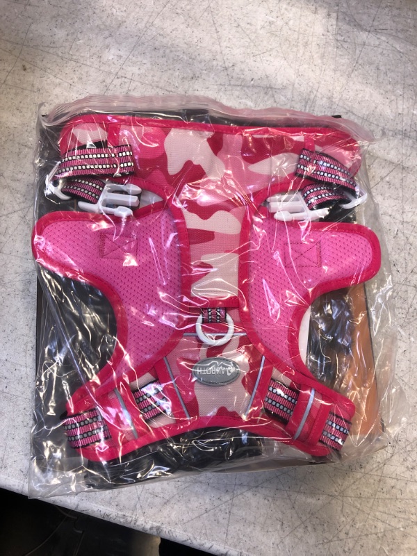 Photo 2 of Auroth Tactical Dog Harness for Small Medium Large Dogs No Pull Adjustable Pet Harness Reflective K9 Working Training Easy Control Pet Vest Military Service Dog Harnesses M(Neck:16-22",Chest:22-33") Pink Camo