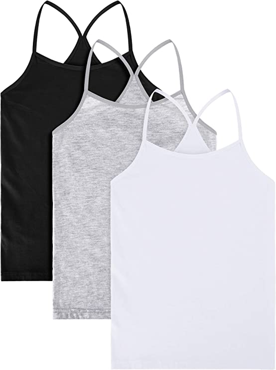 Photo 1 of DEARNE Girls’ Undershirt, 3 Pieces Girls Spaghetti Strap Tank Top Camisoles Crop Tank Top for Gymnastics Dancewear Layering XXL