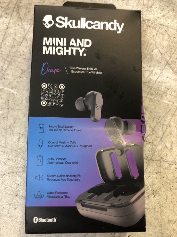 Photo 2 of Skullcandy Dime True Wireless In-Ear Bluetooth Earbuds Compatible with iPhone and Android / Charging Case and Microphone / Great for Gym, Sports, and Gaming, IPX4 Water Dust Resistant - Grey Dime Chill Grey