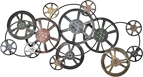 Photo 1 of Bellaa 21833 Movie Reel Abstract Metal Wall Art Modern Contemporary Geomentry Home Decor 39 inch
