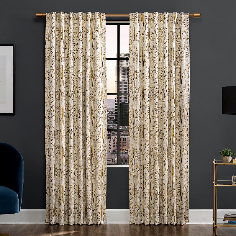 Photo 1 of Aubry 52" X 84" Shimmering Floral Blackout Curtain Panel
Color: Gold & Cream