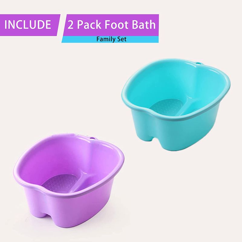 Photo 2 of 2 Pcs Foot Soaking Bath Basin - Large Foot Soaking Tub Foot Bath Spa Wash Basin Foot Bucket Foot Soaking Tub Feet at Home (Purple/Blue)
