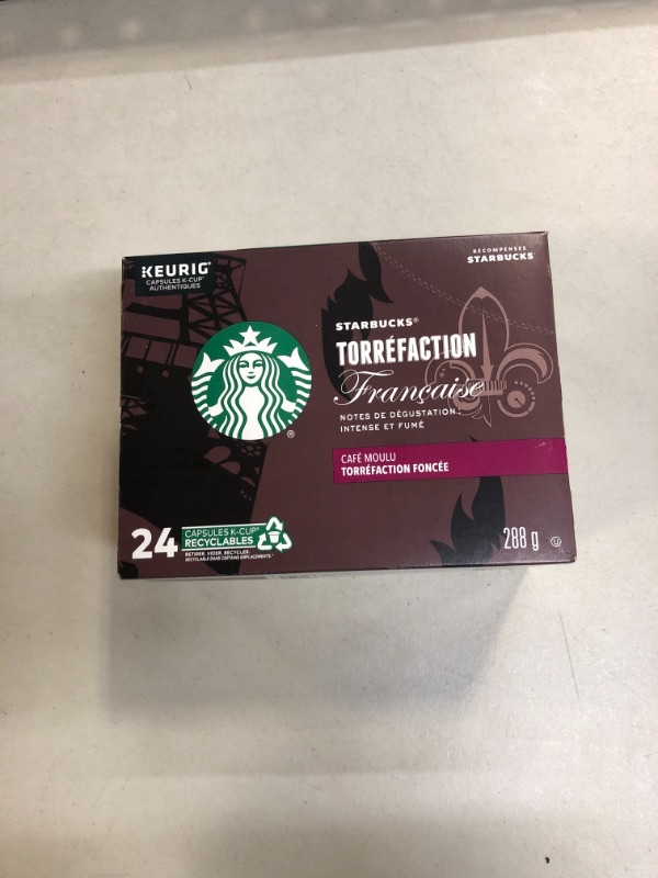 Photo 2 of ** EXP JAN 27 2023 **Starbucks Dark Roast K-Cup Coffee Pods — French Roast for Keurig Brewers — 1 box (24 pods)
