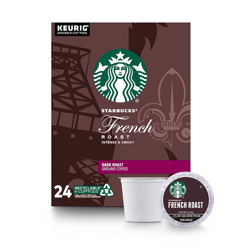 Photo 1 of ** EXP JAN 27 2023 **Starbucks Dark Roast K-Cup Coffee Pods — French Roast for Keurig Brewers — 1 box (24 pods)
