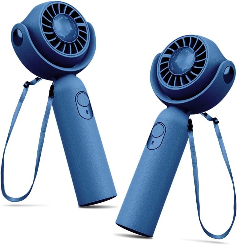 Photo 1 of heano handheld mini USB cooling fan runs on USB power and has a battery capacity of 2000mAh, allowing you to choose from three different speeds(blue)
