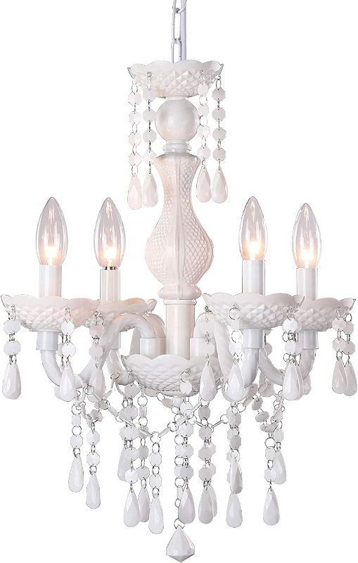 Photo 1 of ** FACTORY PACKAGED ** (( COLOR CHROME !! )) 4-Light White Crystal Chandeliers, Small Acrylic Ceiling lamp, Adjustable Height, Modern Ceiling Suction Pendent Lamp, for Dining Room, Bedroom,Wardrobe
