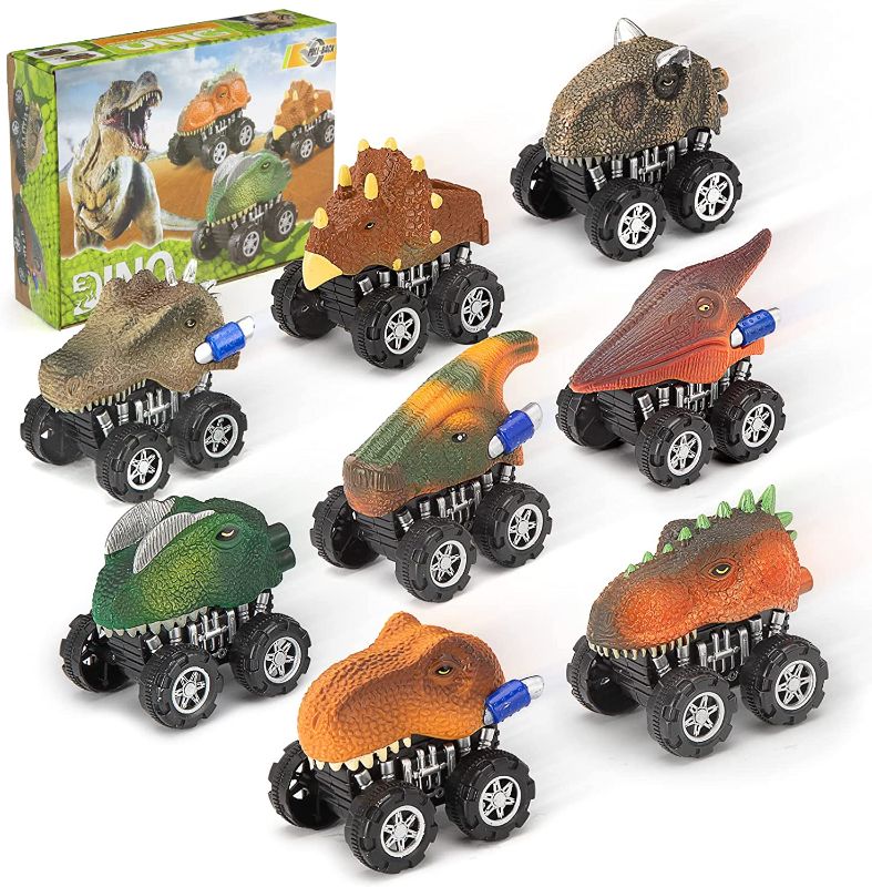 Photo 1 of DuduLand 8 Packs Dinosaur Toys Pull Back Cars Sets - Best Birthday Gifts for Kids ** FACTORY SEALED ** 
