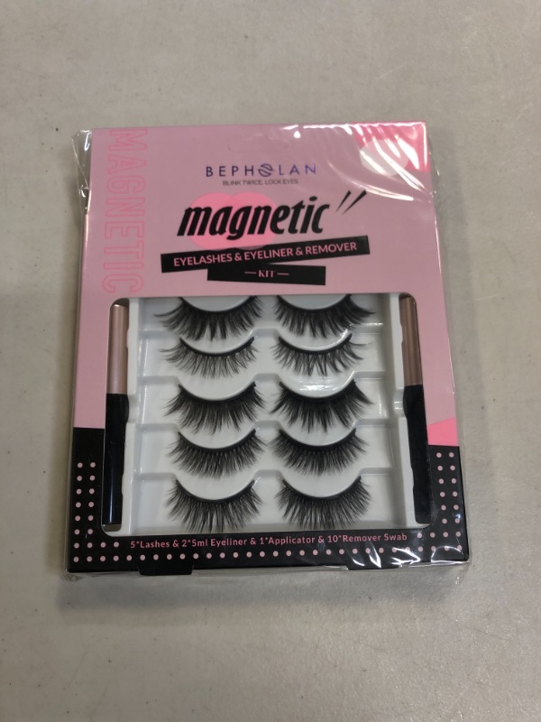 Photo 2 of ** FACTORY SEALED ** BEPHOLAN Upgraded Magnetic Eyelashes&Eyeliner Kit,5 Pairs Different Eyelashes Styles,Comes With 2 Tubes of Magnetic Eyeliner,Safe Ingredients&Comfortable,No Glue&Easy To Use,Magnetic Eyelashes Set Two
