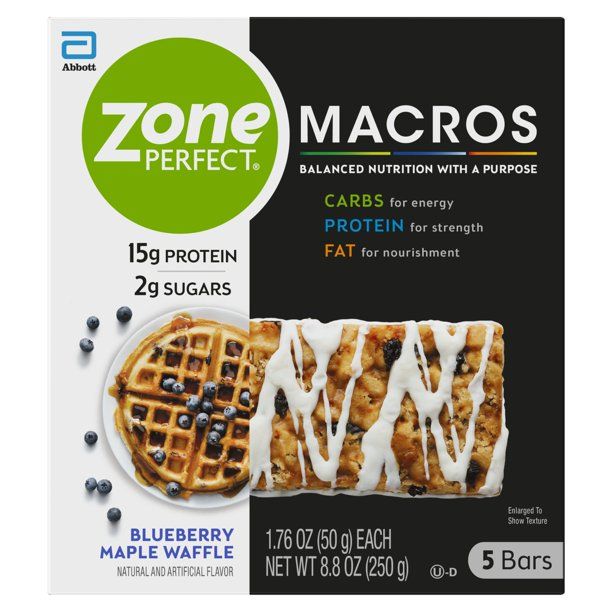 Photo 1 of ** FACTORY PACKAGED / BEST BY SEP 1 2022 ** ZonePerfect Macros Protein bars, Blueberry Maple Waffle, 20 count
