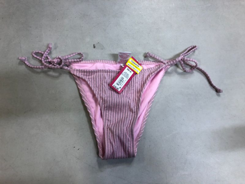 Photo 2 of Junior' Metallic Ribbed Cheeky Tring Bikini Bottom - Xhilaration™ Light Pink Small
