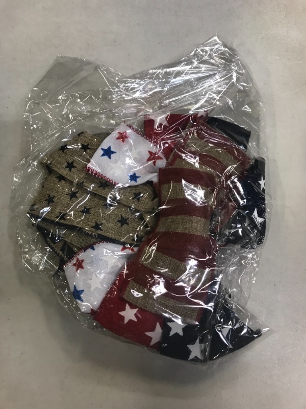 Photo 2 of 2Pcs Patriotic Wreath Bow, Stars and Stripes Burlap Bows,4th of July Memorial Day Wreath Bow for Indoor Outdoor Independence Day Veteran's Day President's Day (Red Stripe)
