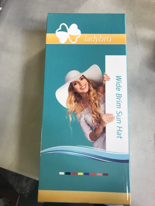 Photo 3 of Women's Wide Brim Sun Hat - Sun Protection Floppy Straw Hat Summer Beach Hat, Color: Sky Blue, Size 58cm, for 22 - 22 7/8" ( 7, 7 1/8, 7 1/4 ), FACTORY SEALED
