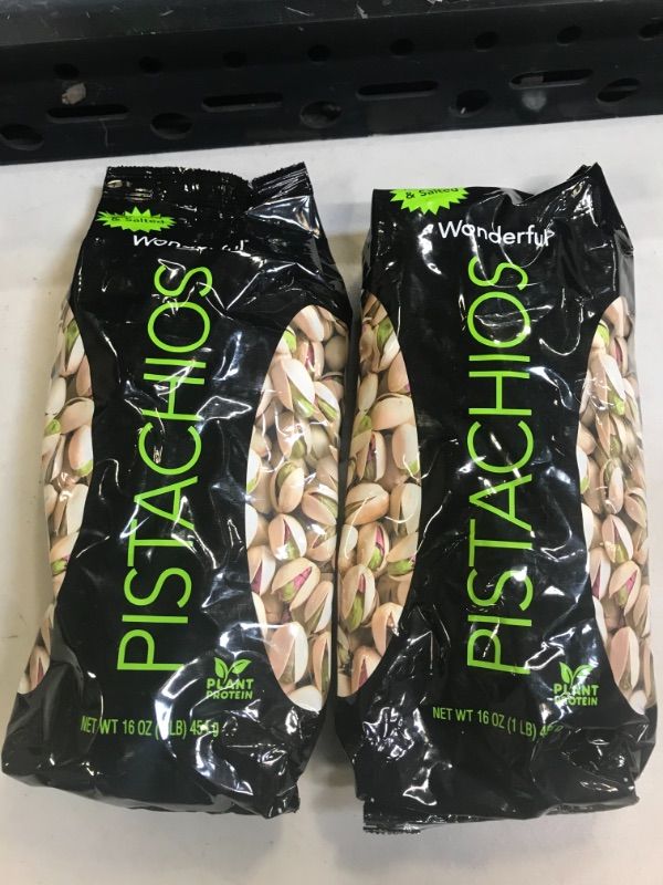 Photo 2 of 2 COUNT OF Wonderful Pistachios, In-Shell, Roasted & Salted Nuts, 16 Ounce Bag, Good Source of Protein, Carb Friendly, Gluten Free
, EXP 24NOV2022