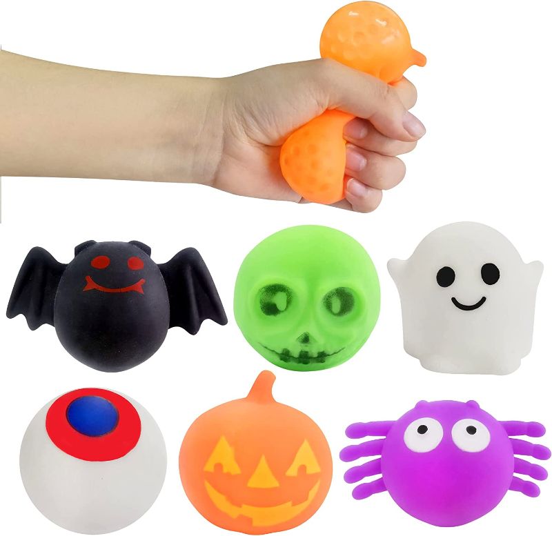 Photo 1 of 2 COUNT OF 6 Pack Halloween Sensory Stress Ball Toys for Kids Girls Boys, Squishy Squeeze Toy with Water Beads Stress Reliever Anxiety Packs for Kid Party Favors(Halloween)
