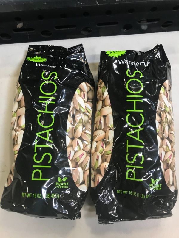 Photo 2 of 2 COUNT OF Wonderful Pistachios, In-Shell, Roasted & Salted Nuts, 16 Ounce Bag, Good Source of Protein, Carb Friendly, Gluten Free
, EXP 25NOV2022