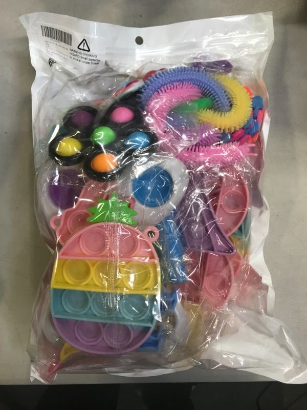 Photo 1 of 28 Pcs Fidget Toys Pack, Pop Keychain Stress Relief Toys Rewards for Classroom Party Favors Unicorn Dinosaur Anxiety Relief Sensory Fidgetget Toys

