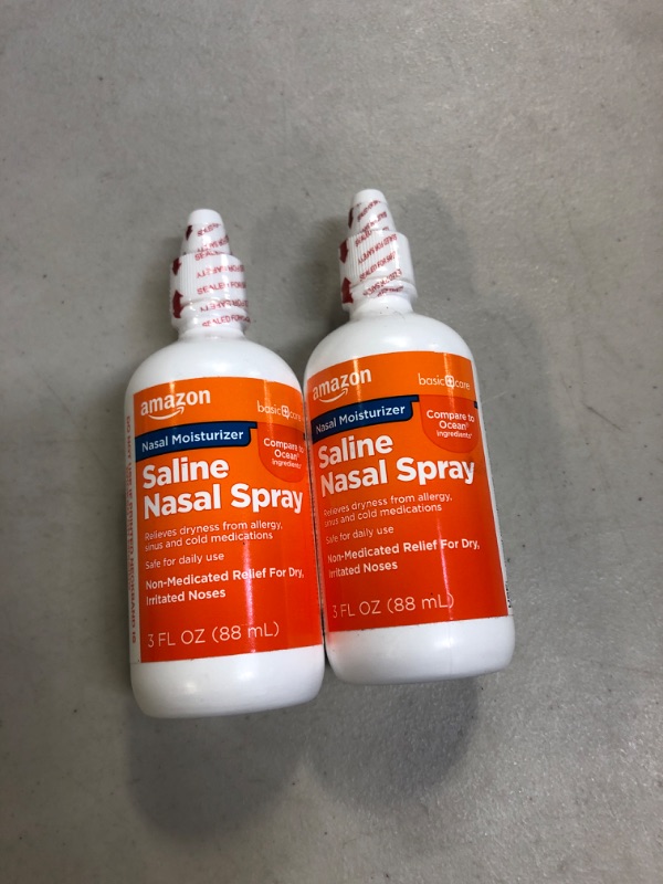 Photo 2 of 2 COUNT Amazon Basic Care Premium Saline Nasal Moisturizing Spray, 3 Fluid Ounces,Clear ***BB JAN 2023!!!