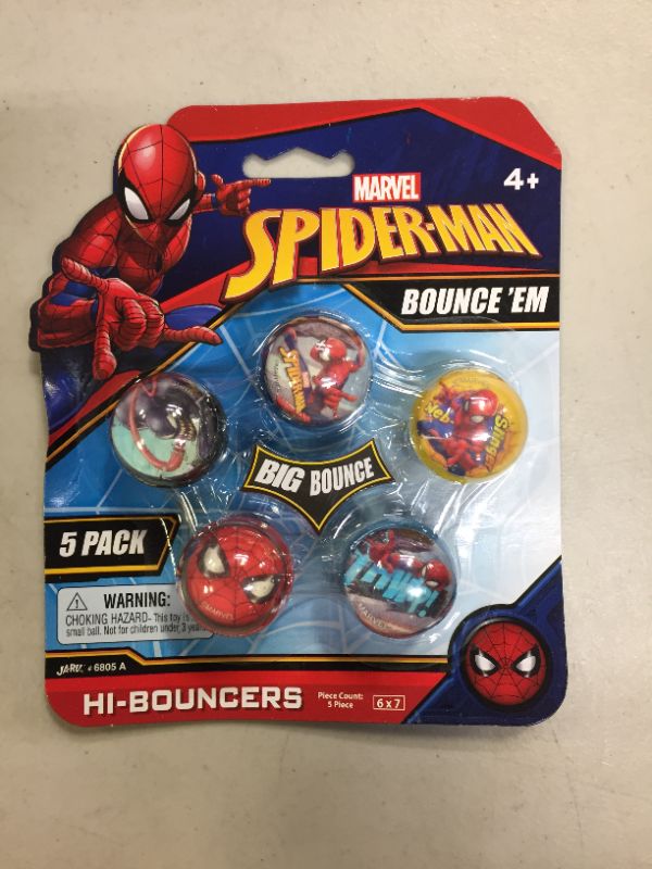 Photo 2 of JA-RU Marvel Spiderman Bouncy Balls Superballs Super Hi Bounce 1.2" (1 Pack of 5 Balls) Fidget Balls Small Toys for Kids 