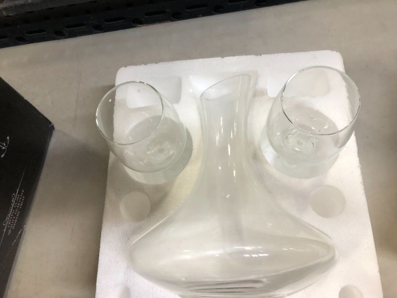 Photo 1 of Almagic Wine Decanter Set With 2 Glasses Crystal Glass Wine Carafe Easy Pour Slant Wine Aerator Premium Box Birthday Party Christmas Gift For Men Women Wine Lovers Set Of 3