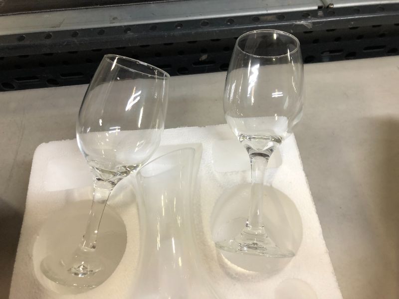 Photo 1 of Almagic Wine Decanter Set With 2 Glasses Crystal Glass Wine Carafe Easy Pour Slant Wine Aerator Premium Box Birthday Party Christmas Gift For Men Women Wine Lovers Set Of 3