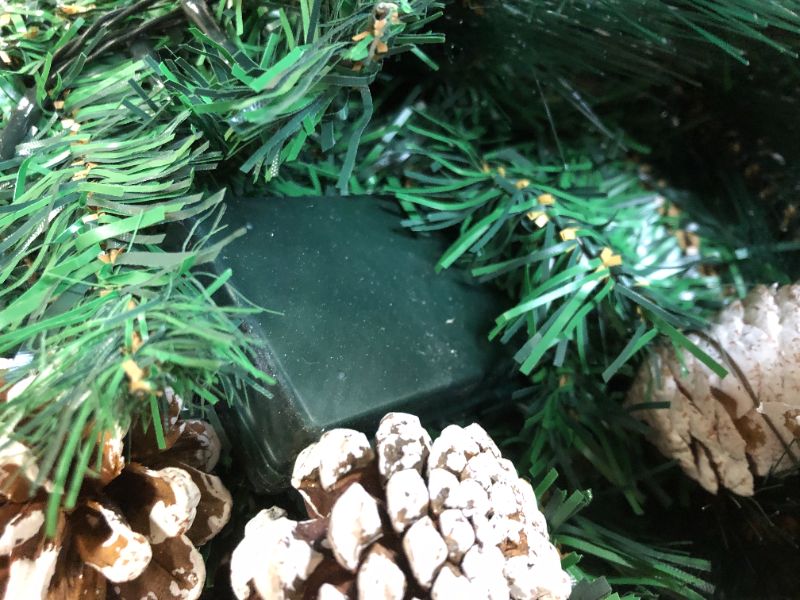 Photo 1 of [ Timer & 8 Modes ] 9 Foot by 10 Inch Christmas Garland Decorations 100 LED Lights Battery Operated Lighted Garland 250 Branches 198 Red Berries 18 Pine Cones Xmas Garland Indoor Outdoor (Colorful)