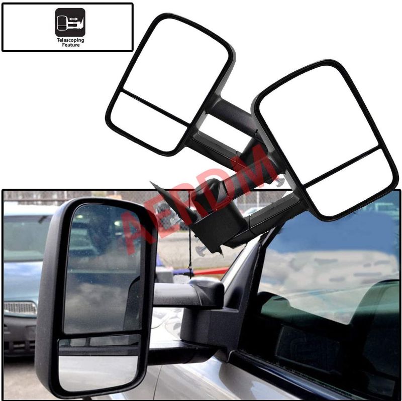 Photo 2 of AERDM New Pair Towing Mirrors Manual Operated Textured Black Telescoping Trailer Side Mirrors Fit Chevy/GMC/Cadillac Silverado Sierra Avalanche Suburban Tahoe Yukon XL Escalade EXT ESV
