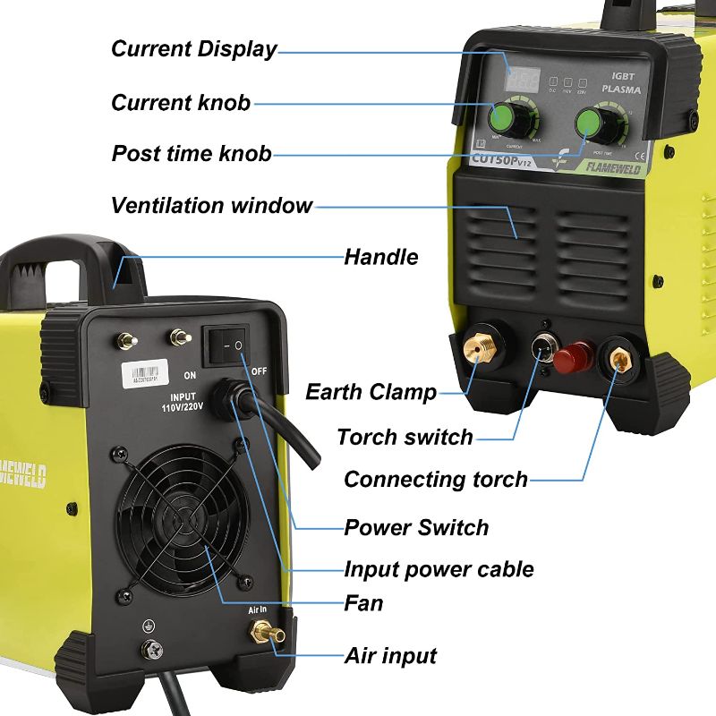 Photo 4 of Plasma Cutter with Pilot Arc 50A, CUT50 110/220V Dual Voltage Plasma Cutting Machine 12mm Clean Cutting Thickness
