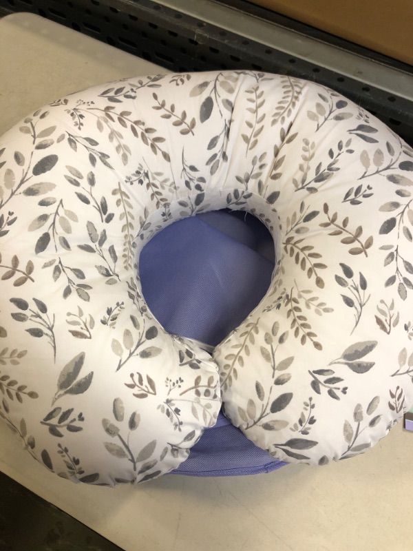 Photo 3 of Boppy Nursing Pillow and Positioner—Original | Gray Taupe Watercolor Leaves | Breastfeeding, Bottle Feeding, Baby Support | with Removable Cotton Blend Cover | Awake-Time Support