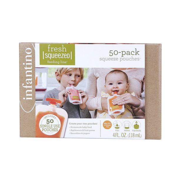 Photo 1 of Infantino Disposable Squeeze Pouches, 4oz Single Use Puree Pouches, 50-Pack
