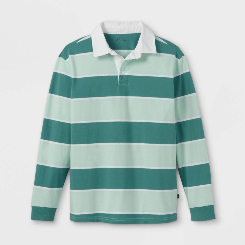 Photo 1 of Boys' Rugby Striped Woven Long Sleeve Shirt - Art Class™ Mint/Green

