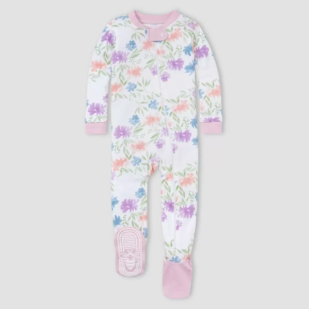 Photo 1 of Burt's Bees Baby Baby Girls' Floral Print Organic Cotton Snug Fit Footed Pajama
12M