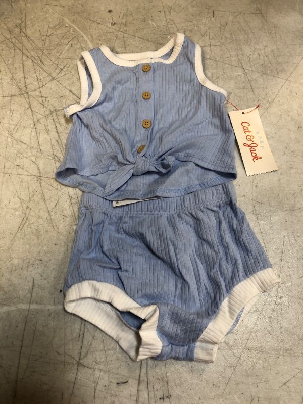 Photo 2 of Baby Girls' 2pc Ribbed Top & Bottom Set - Cat & Jack Blue 6-9M
