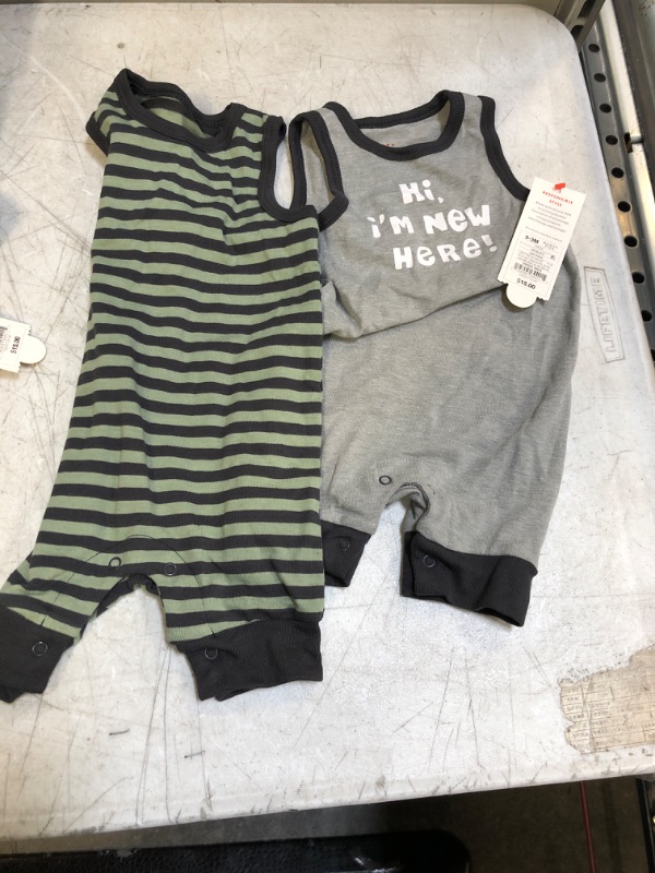 Photo 2 of Baby 2pk 'New Here' Striped Romper - Cat & Jack Gray 0-3M
