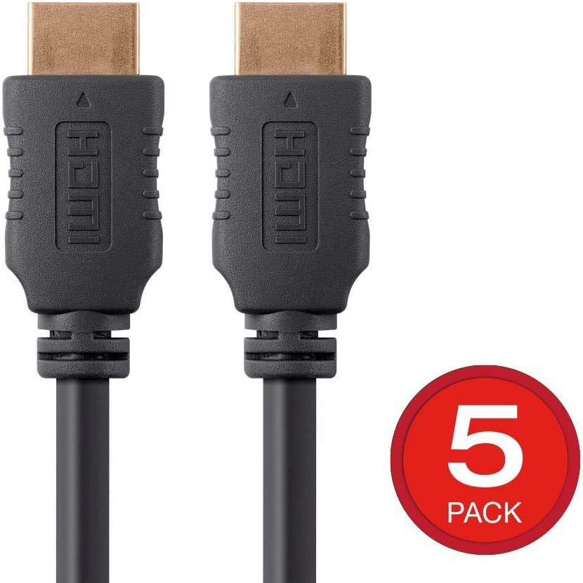 Photo 1 of Monoprice High Speed HDMI Cable - 8 Feet - Black (5-Pack) 4K@60Hz, HDR, 18Gbps, YCbCr 4:4:4, 28AWG - Select Series
