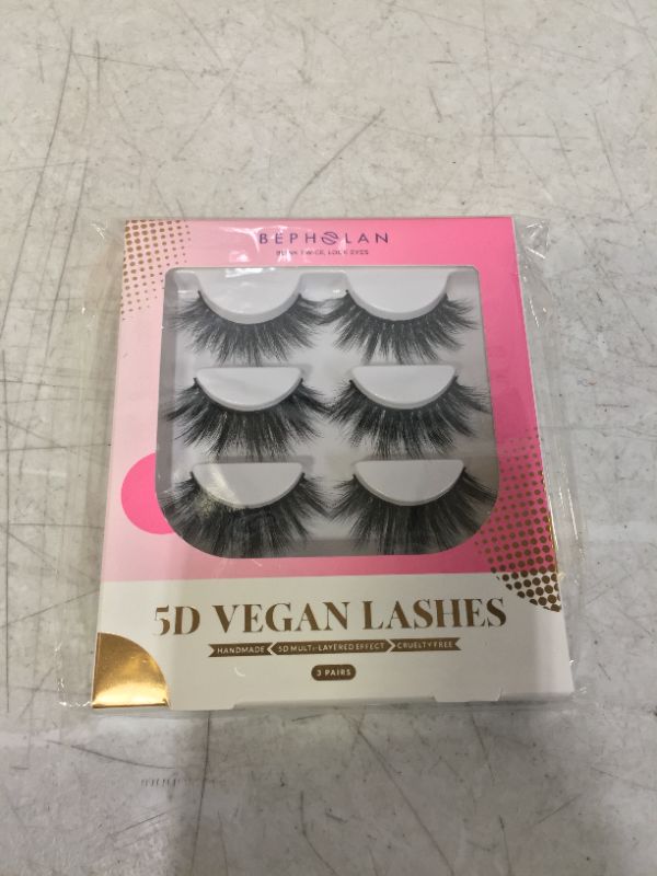 Photo 2 of 3 Pairs Mink Fur Lashes, 100% Real Siberian Mink Fur Eyelashes, Dramatic Round Look, XMZ251
