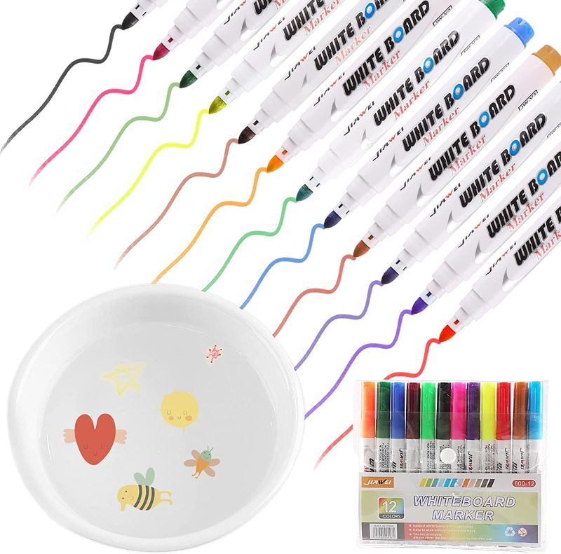 Photo 1 of 12 Colors Magical Floating Ink Pen, Magical Water Painting Pen,Doodle Water Floating Pens, Erasing Whiteboard Marker, Floating in The Water Watercolor Pen, Magic Water Painting Pens Set for Kids
