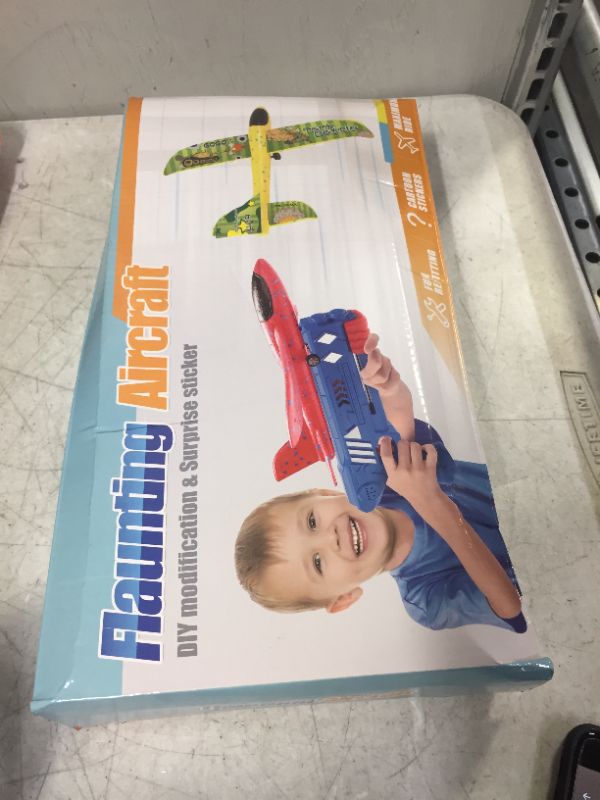 Photo 3 of Airplane Toys for 3 4 5 6 Years Old Boys,Bubble Catapult Plane Large Throwing Foam Shooting Games Outdoor Toys --PACKAGING IS DAMAGED --