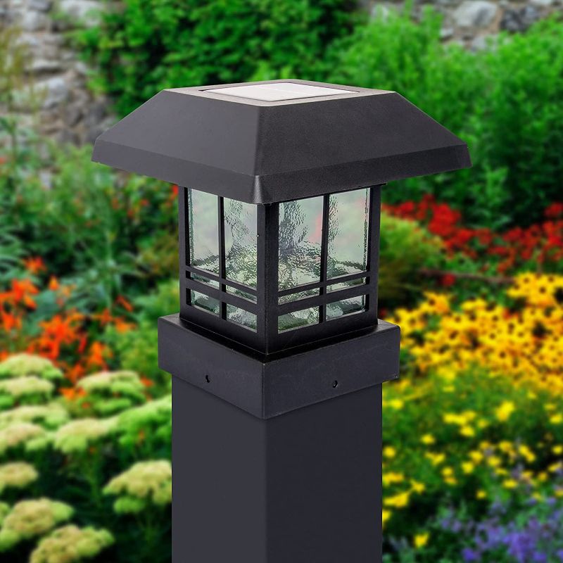 Photo 1 of 
GreenLighting Solar Post Cap Lights 4x4 5x5 - Fence Post Lights - Outdoor Waterproof Solar Powered LED for Wood Vinyl Post Caps - Modern Deck Solar Post Light (4 Pack, Black)