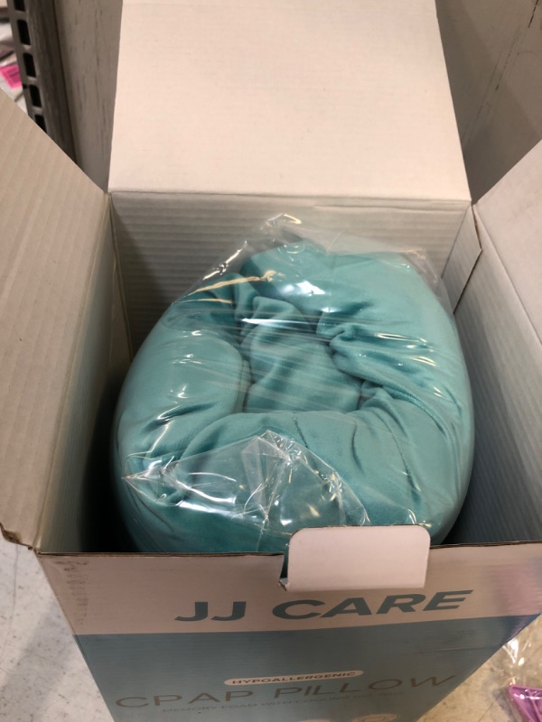 Photo 1 of JJ CARE CPAP Pillow, Cooling Pillow for CPAP Side Sleeper, Memory Foam CPAP Pillow for Stomach Sleeper, CPAP Contour Pillow for All Types of Masks, with Pillowcase and CPAP Wipes