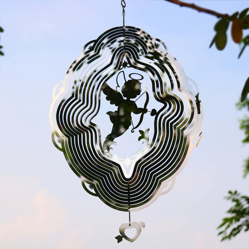 Photo 1 of 12inch Stainless Steel Wind Spinner,3D Flowing Light Effect, Laser Cut Metal Art Geometric Pattern and 360Degree Swivel Hanging Wind Catcher. For Lawn, Patio,Indoor,Outdoor Garden Decoration
-NEW UNOPENED BOX-
