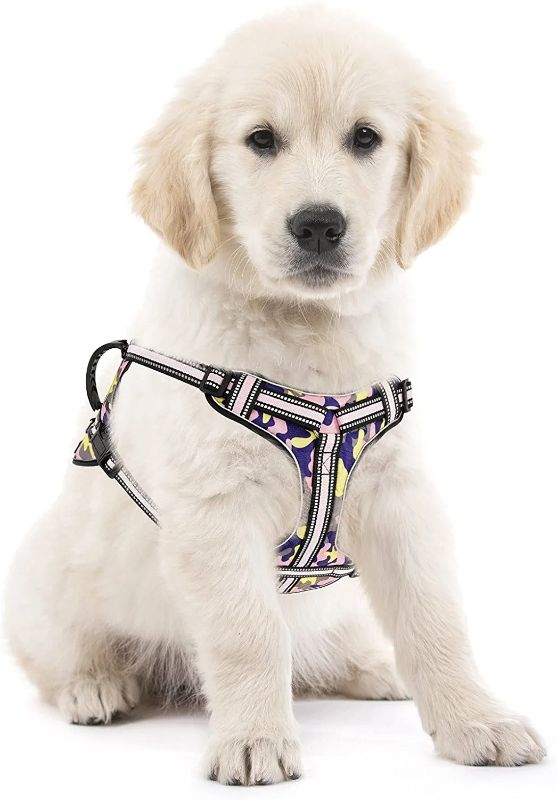 Photo 1 of  No Pull Dog Harness, Handmade Adjustable Pet Reflective Oxford Soft Vest Harness with Leash Clips for Small Medium Large Dogs, Pet No-Choke Harness with Nylon Handle