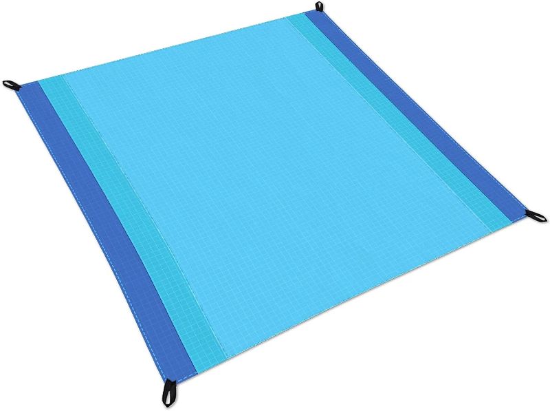 Photo 1 of Beach Blanket Waterproof Sandproof for 4 Adults, Quick Drying,Windproof with 4 Ground Stakes , 1 Waterproof Pouch ?Portable Beach Mat, Outdoor Picnic Blankets, Beach Essentials
