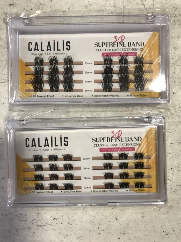 Photo 2 of 2 PACKS--Cluster Lashes Individual Lashes Superfine Brand Natural Look Reusable DIY Eyelash Extension 0.07mm 24Pcs Eyelash Clusters(Style4 12mm Black Brand)