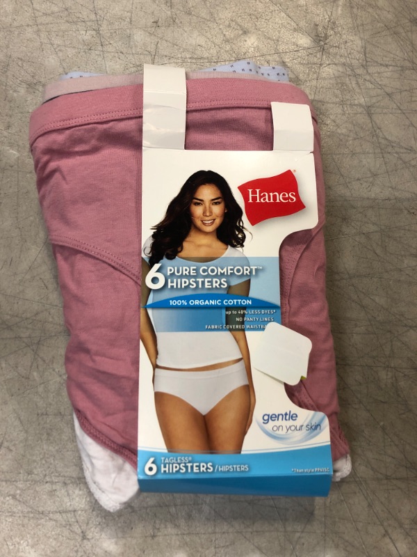 Photo 2 of Hanes Women's 6pk Pure Comfort Organic Cotton Hipster Underwear - Assorted SIZE 2XL 

