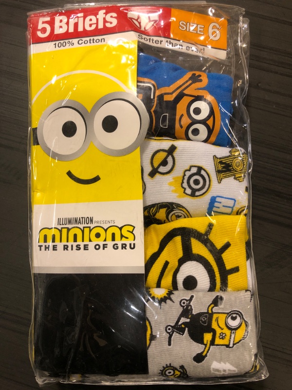 Photo 3 of Boys Minions 4pk Underwear - SIZE 6
-ONLY 4 BRIEFS IN PACK-